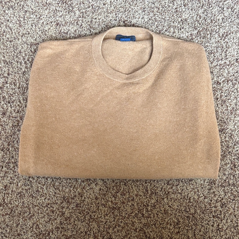 Men's Cashmere Camel Sweater, Large